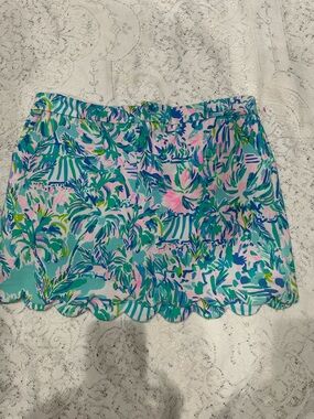 Lilly Pulitzer Scalloped Hem Floral Mini Skort  in Teal, Pink & Green size 6